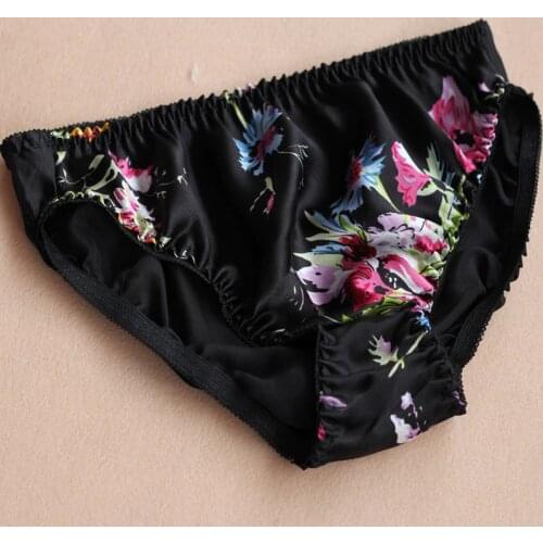 Mulberry silk panties health care sweat absorbing antibiotic breathable exquisite print triangle panties
