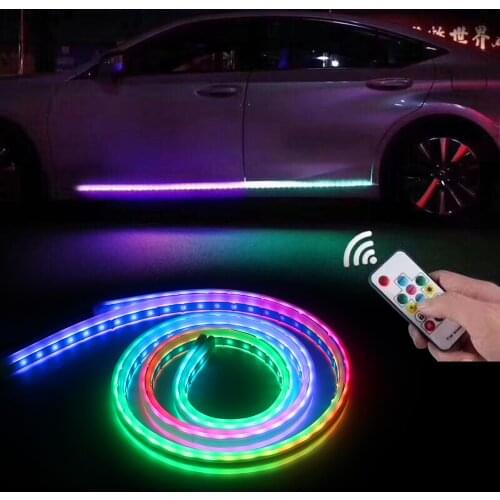 LEEPEE 12V 150CM Car LED Door Lights Strip Light Automobiles Flexible Door Lamp Remote Control Accessories Decoration