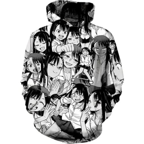 SOSHIRL Harajuku Anime Hoodies Hipster Funny Black White Hoody Unisex Winter Streetwear Please Don T Bully Me Nagatoro Pullovers