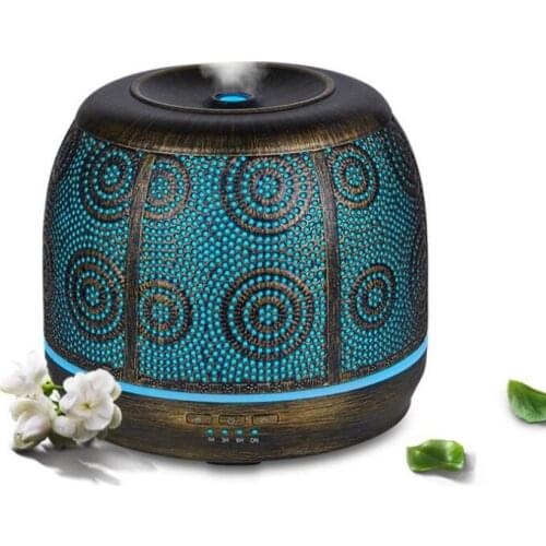 USB Aroma Diffuser Bronze Metal Aromatherapy Diffuser for Essential Oil 7 Color Fragrance Lamp Humidifier for Baby Office Home