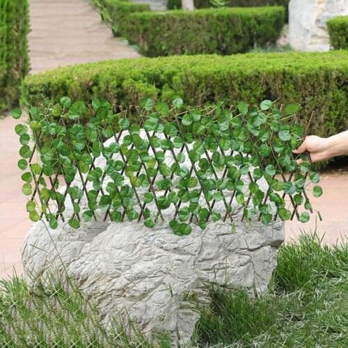 Retractable Garden Fence Wooden Artificial Leaf Garden Privacy Fence UV Protected Privacy Screen For Backyard Home Greenery Deco