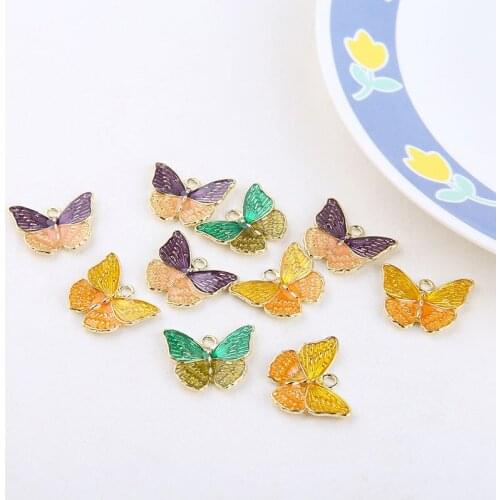 6pcs New Fashion Cute Color Butterfly Earrings For Women two-color stitching glitter powder animal pendant DIY earrings material