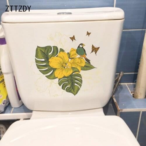 ZTTZDY 24.2×21.8CM Classical Artistic Flowers And Birds Wall Stickers Home Bathroom Toilet Decor Accessories T2-1422