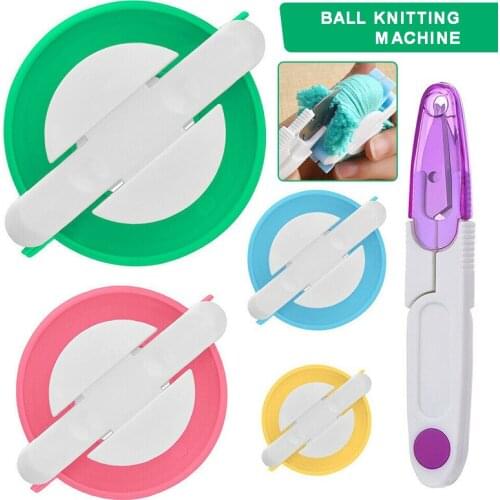 1 Set 4 Sizes Pom-pom Maker Plastic Suitable For Gloves Hat Fluff Ball Weaver Needle Decoration With Scissor DIY Knitting Tool