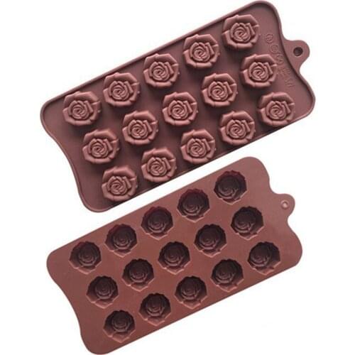 1PCS 15-even Rose Flowers Shaped Silicone Chocolate Mold Cookware Baking Tool Kitchenware Fondant Cake Decoration Tool