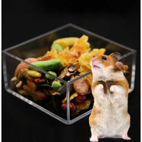 1Pcs Pets Hamster Feeding Bowl Acrylic Transparent Hamster Small Animal Food Bowl Hedgehog Food Dish Hamster Pet Accessories