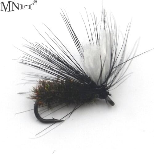 MNFT 10PCS Woolly Bugger Black White Fly Fishing Lures Trout Fishing 15mm #10
