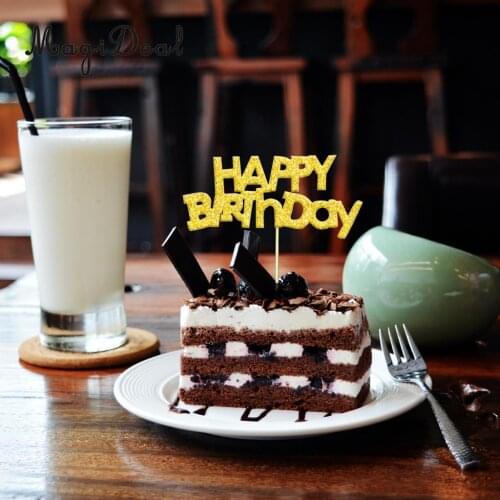 20 Pieces Bling Happy Birthday Letters Cake Topper Cupcake Picks Birthday Anniversary Cake Decoration