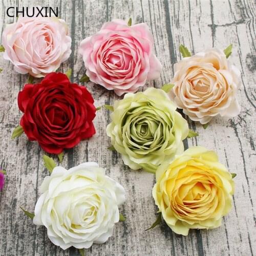 5pcs/Lot Flower Head Artificial Silk Rose Home Decor Floral Headwear Costume Fake Flower Head Wedding Photography DIY Decoration