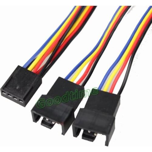 Gdstime 500pcs PC Cooling Fan 4Pin to 2 x 4pin 3pin PWM Y-Splitter Adapter Convert Connector 30cm Extension Cable 300mm