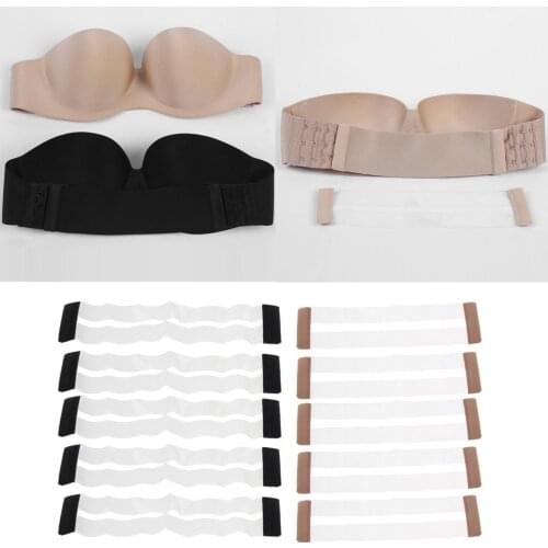 5x Clear Invisible Womens Non Slip Buckle Bra Extender 3 Hook Bra Extension Underwear Straps for Backless Clothing
