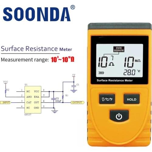 1s Response Digital Surface Resistance Tester Esr Static Tester Electrostatic Impedance Tester Anti-static Insulation Ommeter