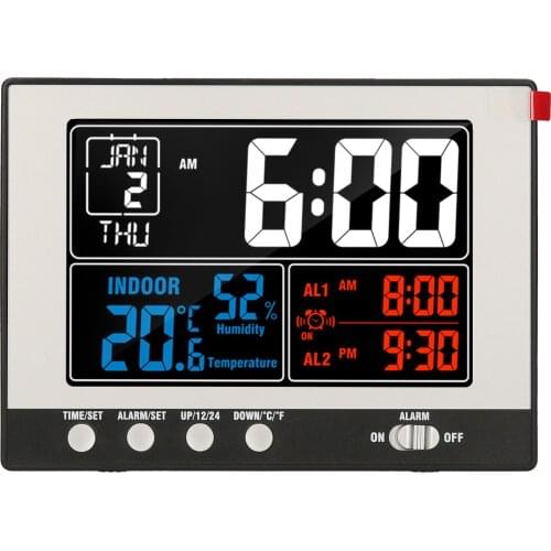 KKmoon Digital Multifunctional Clock Indoor Thermo-Hygrometer Thermometer Hygrometer Large Color Display Backlight with Calendar