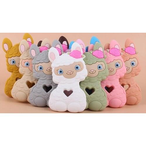 Baby Teether Alpaca Style Strengthen Chewing Silicone Animal Teethers BPA Free Chewable Toys for Kids