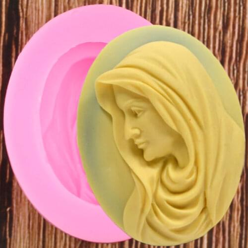 Virgin Mary Nun Cameo Silicone Molds Chocolate Cupcake Mold DIY Christmas Fondant Cake Decorating Tools Candy Clay Resin Moulds