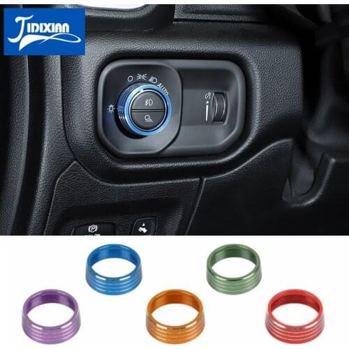 JIDIXIAN Car Headlight Switch Button Knob Decoration Cover Ring for Dodge RAM 2018 2019 2020 2021 Interior Accessories