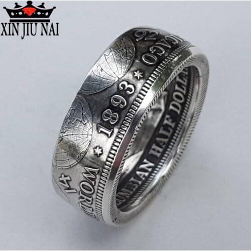 New punk retro style antique coins dollar engraving 1893 Morgan ring men and women hip hop exquisite accessories friends gifts
