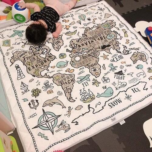 INS New Adventure Map Game Mat Air Conditioning Blanket Square Blanket Climbing Pad Childrens Game Crawling Mat Carpet