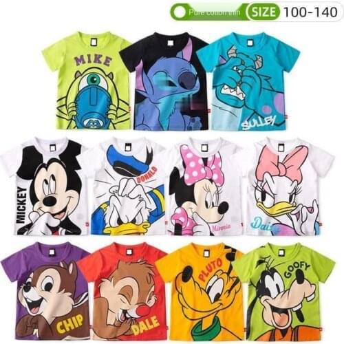 Summer Childrens Cartoon T-Shirt Baby Cotton Short Sleeve Shirt Boyss and Girlss Half Sleeve Top Thin Outdoor Sports Shirt