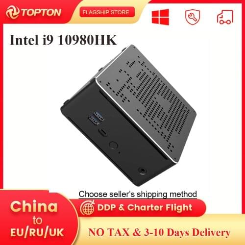 TOPTON 10th Gen Nuc Intel i9 10980HK 10880H i7 10750H Mini PC 2 Lans Win10 2*DDR4 2*NVME 4K DP HDMI2.0 Gaming Desktop Computer
