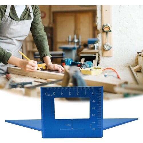 Multifunctional Aluminum Alloy T-shaped 45/90 Degree Oblique Gauge Angle Ruler Line Scriber Measuring Scribe Woodworking Tool