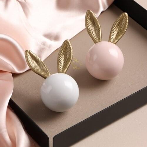 Cartoon Children Room Ceramic Cabinet Knobs Rabbit Wardrobe Handle Door Handle Cabinet Handles for Kids Drawer Furniture Decorat
