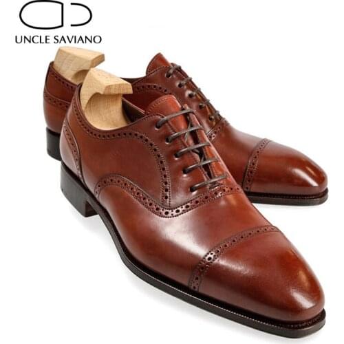 Uncle Saviano Solid Oxford Wedding Dress Formal Mens Shoes Best Genuine Leather Office Shoe Original Designer Business Man Shoes