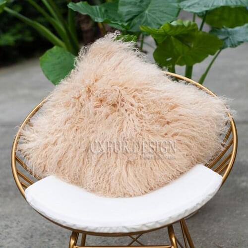 Free Shipping CX-D-04J Hot Selling Mongolian Lamb Fur Cushion Cover Pillowcase Pillow