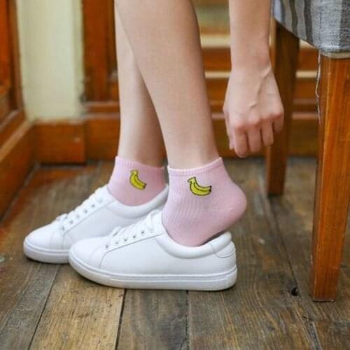 Cute Short Socks Cartoon Fruit Woman Invisible Ankle Socks Funny Female Designer Cotton Girls Banana Lemon Strawberry Kawaii
