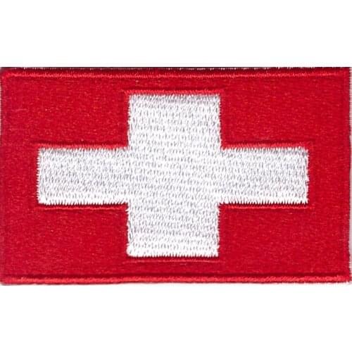 New products Switzerland flag embroidered patchwork fabric badge pants or bag decals decorative patch embroidery Welcome to orde