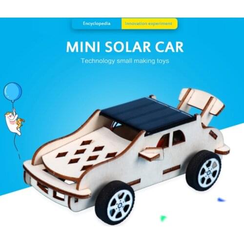 New 3D Wooden Puzzle Solar Energy Powered Car Moveable Assembly Model Kits DIY Educational Science Toys Birthday Gift For Kids