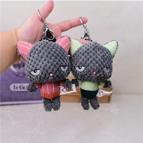 New creative Cute gray kitten Cat popular Exquisite cool pendant Keychain good quality soft Soothing doll christmas gift