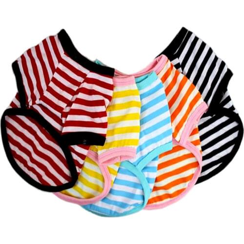 Pet Dog Clothing Stripe Round Neck T-shirt Puppy Spring Summer Costume Korean Small Dog Pets Clothing