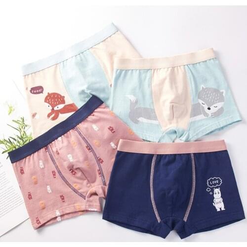 Wholesale Children Underwear Boys Cute Boxer Briefs Cotton Youth Students Panties 3-12yrs Underpant Kids Panty