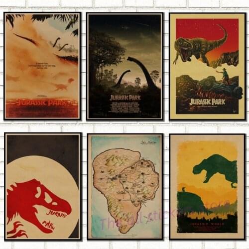 Jurassic Park Posters Vintage Style Wall Stickers Kraft Paper Prints Home Decoration wall sticke/9002