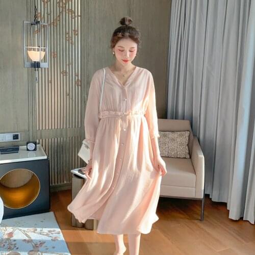 Button Pocket Maternity Dresses Pregnant Women Office Casual Clothes Cotton Summer Female Plus Size Pregnancy Dress Graduation