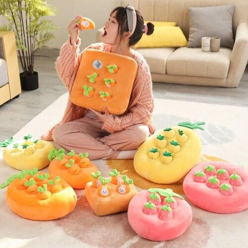 Creative Lovely Strawberry Plush Pillow Picking Carrot Pineapple From Grassland Kids Toys Home Decor Christmas Day Gifts