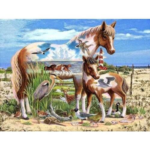 Coast Horse Animal world Clear Picture Top Quality Cross Stitch Kits Crafts 14CT Unprinted Embroidered Handmade Art Set Decor