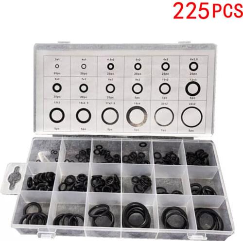 225Pcs Rubber O Ring O-Ring Washer Seals Watertightness Assortment Different Size with PlacticBox Kit Set