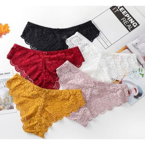 Sexy Lace Panties Thin Seamless Panty Women Low Rise Transparent Solid Briefs Soft Underpants Underwear 2021