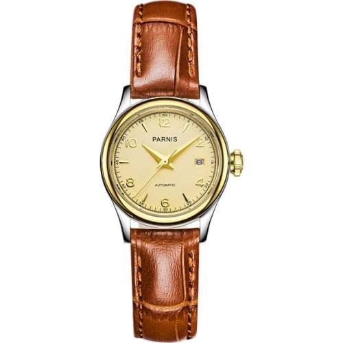 Parnis Royal Seriers Luminous Lady Women Leather Watchband Fashion Automatic Mechanical Watch Wristwatch