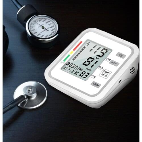 Smart Upper Arm Blood Pressure Monitors Portable Cuff Sphygmomanometers Electronic Mini Tonometer Household Health Tensiometer