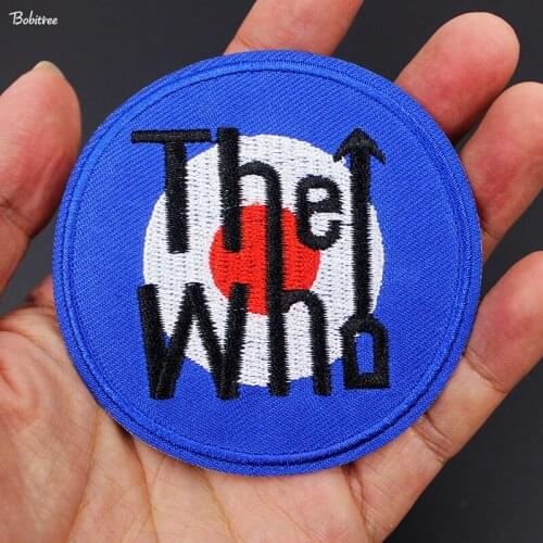 Blue Badge Size 7.7*7.7 cm Band Patches Iron on for Clothes Jacket Jeans Decoration Embroidered Applique