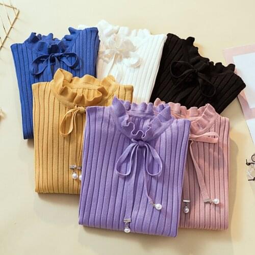 New Spring Slim Women O-neck Sweater Female Bow knitted Sweater Autumn Ms Short Sweaters Pullovers Basic Tops Bottomings WZ927