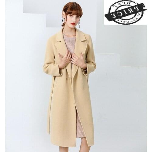 Elegant Ladies a0% Wool Coat Female Spring Autumn Manteau Femme Hiver 2021 Korean Vintage Blend Belt Woolen Jacket Da120