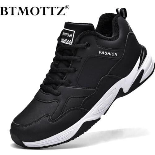 Winter Warm Mens Boots Lightweight Plush Boots Men Outdoor Hiking Sneakers Lace-up Mens Safety Work Shoes Waterproof Shoes