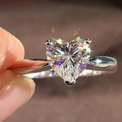 18K Au750 White Gold Women Ring Moissanite Diamonds 1 2 3 4 5 Carat Heart Wedding Party Engagement Anniversary Ring Trendy