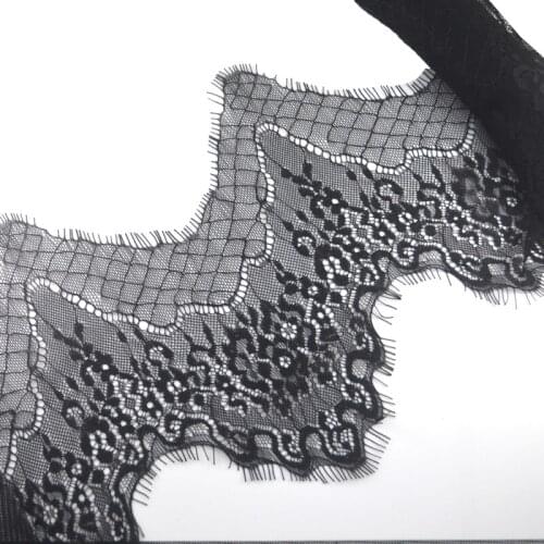 3M/ lot Eyelash Lace Fabric 14.5cm DIY Decorative Nylon Eyelash Lace Trim Wedding Dress Fabric Wide collar flower 7359