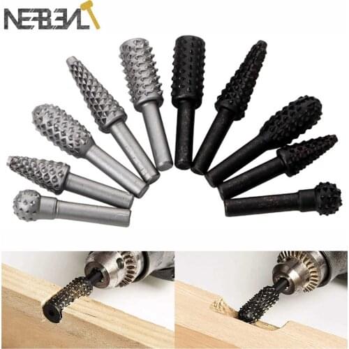 5pcs Woodworking Steel Rotary Rasp File High Quality 1/4" Shank Craft Files Burrs Wood Bits Grinding Power Carving Hand Tool