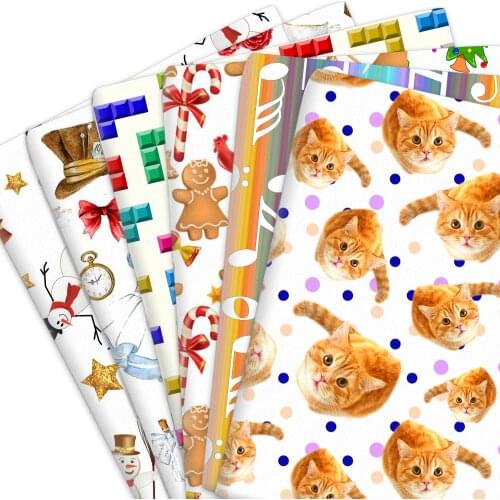 50*45cm Christmas Halloween Dog Polyester Cotton Stretch Satin Material Patchwork Sewing Fabrics Quilt Needlework DIY Cloth